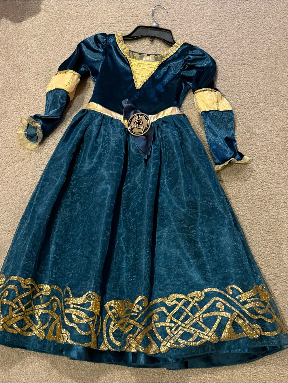 Disney Teal and Gold Princess Gown with Decorative Medallion